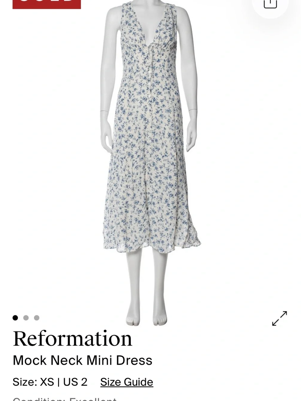Reformation White Midi Skirt with Blue Floral Print